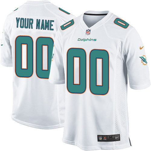 Youth Elite Nike Jersey White Road - Customized NFL Miami Dolphins